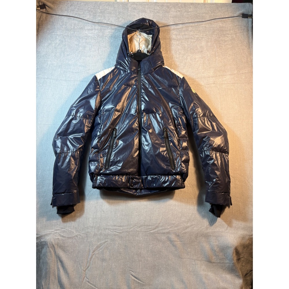 Moncler GOSTOP Air Water Puffer Jacket Navy Blue White Trim XL